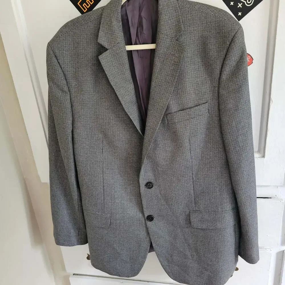 Lauren Ralph Lauren Gray Houndstooth Sport Coat Blazer 44R